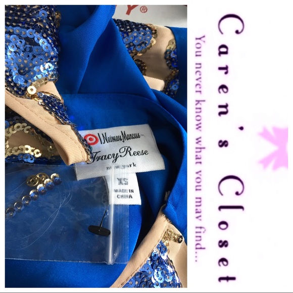 NWT Tracy Reese Royal Blue & Nude Sequined Top - Picture 3 of 7
